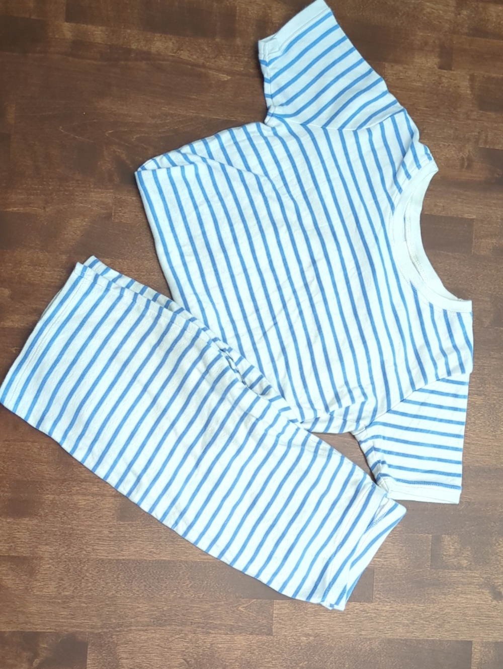 Mini Boden Blue and White Striped Kids Pajama Set